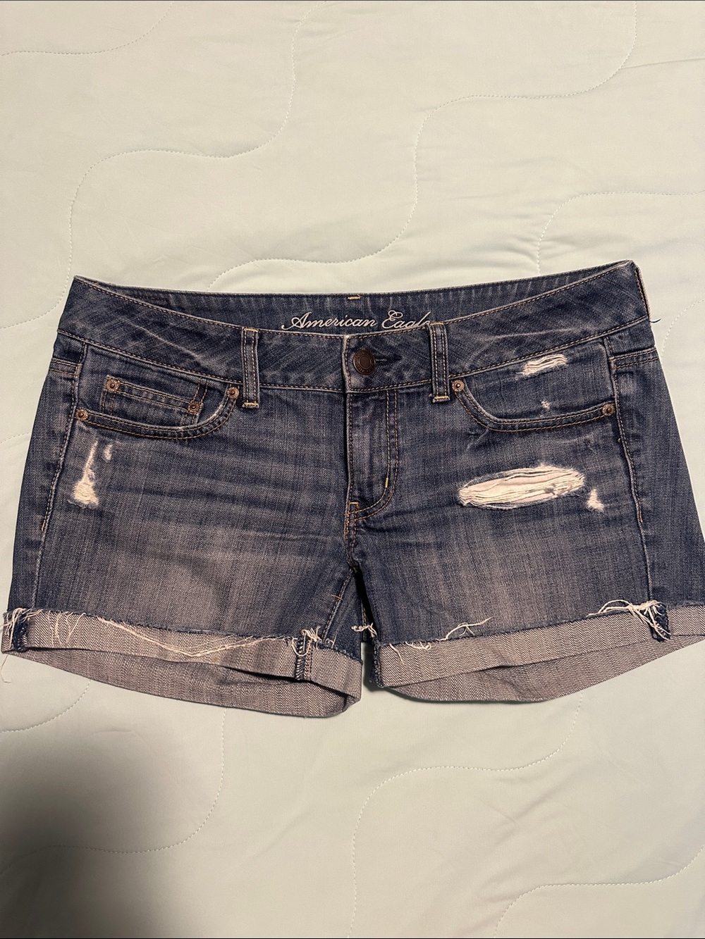 American Eagle Outfitters Distressed Denim Jean Shorts - Blue